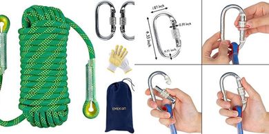 Static Climbing Rope & Rescue Gear with Gloves
