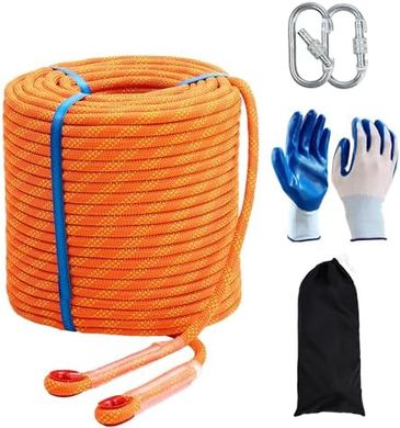 196ft (60m) Orange Static Climbing Rope for Rappelling & Rescue
