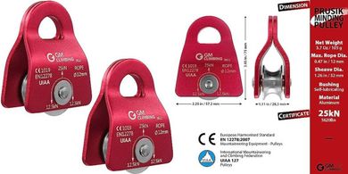 GM Prusik Pulley: 25kN, CE/UIAA Certified, for Arborist/Rescue
