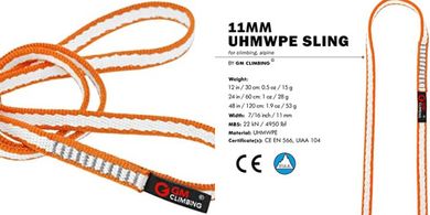 GM 11mm UHMWPE Climbing Sling Runner (22kN, CE/UIAA)
