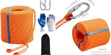 196ft (60m) Orange Static Climbing Rope (10mm Polyester)
