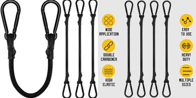 Heavy-duty 12" bungee cords with carabiners (4-pack)
