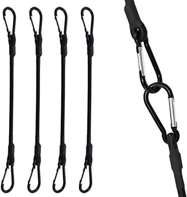 Heavy-Duty Bungee Cord Straps with Carabiner Hooks (4-Pack)
